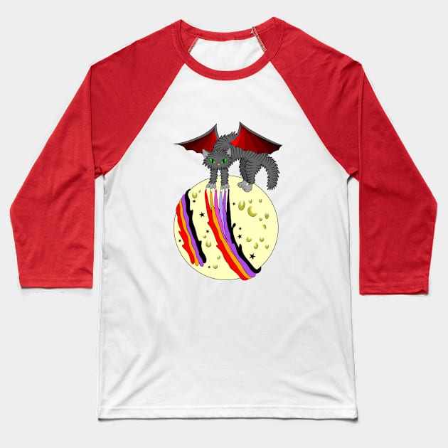 Evil magic moon cat Baseball T-Shirt by MelanieJeyakkumar